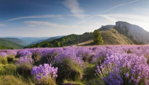 ラベンダー畑と青空の丘