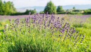 ラベンダー畑のクローズアップ
