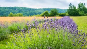 ラベンダー畑と夏の草原