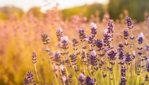 夕日に染まるラベンダー畑