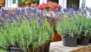 庭のラベンダー鉢植え