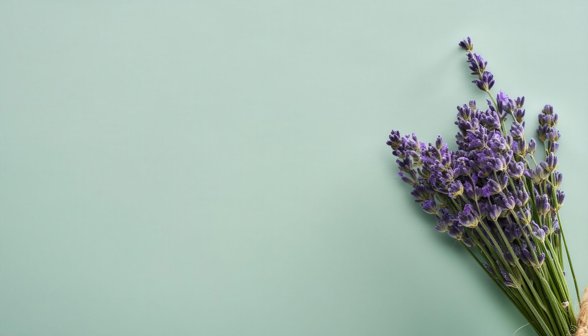 ラベンダーの花束とグリーン背景