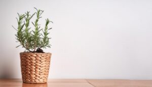 籠に植えられたローズマリー