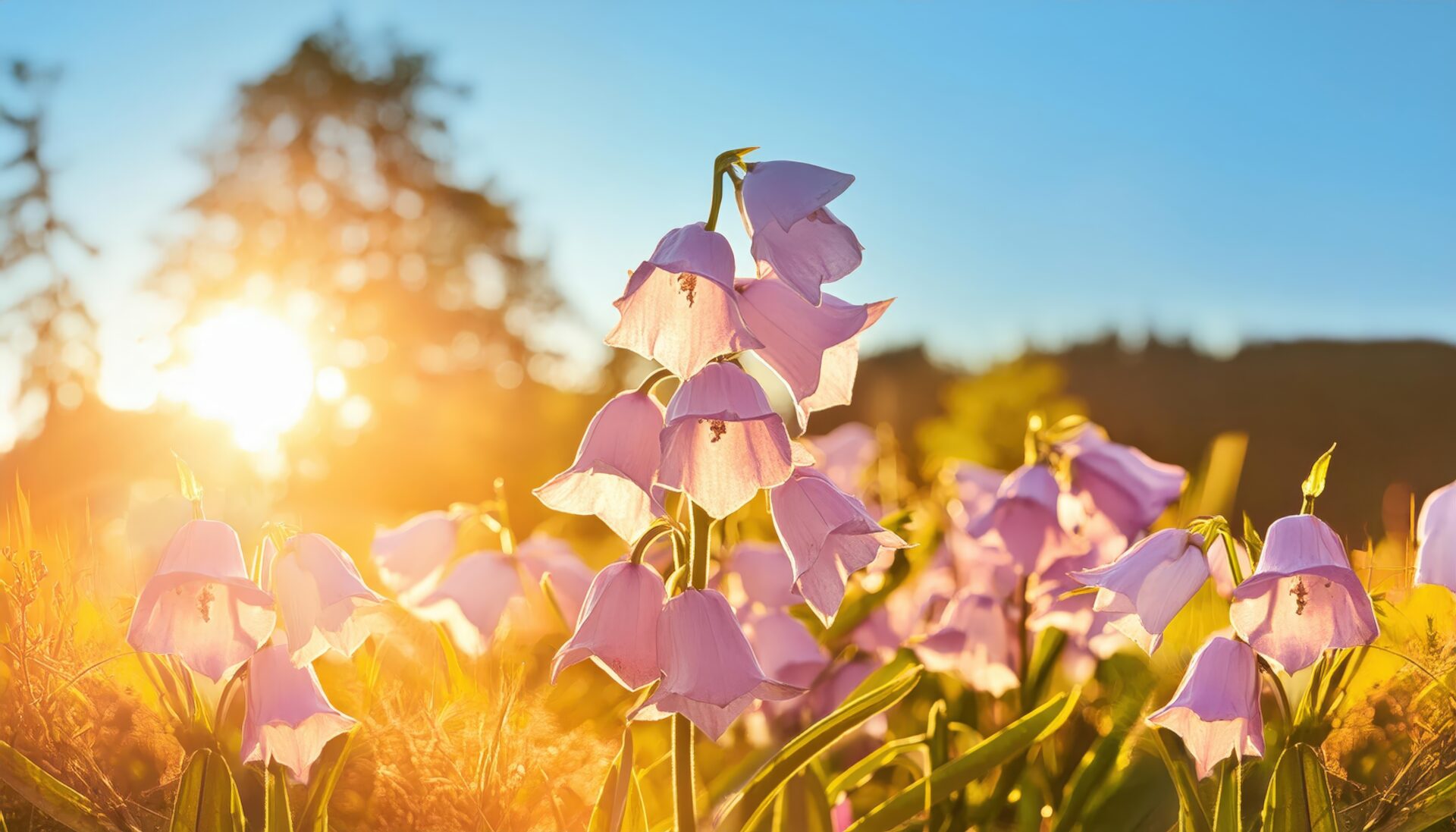 朝日の中のベルフラワー