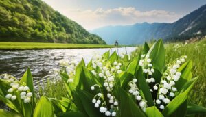 清流とスズランの群生