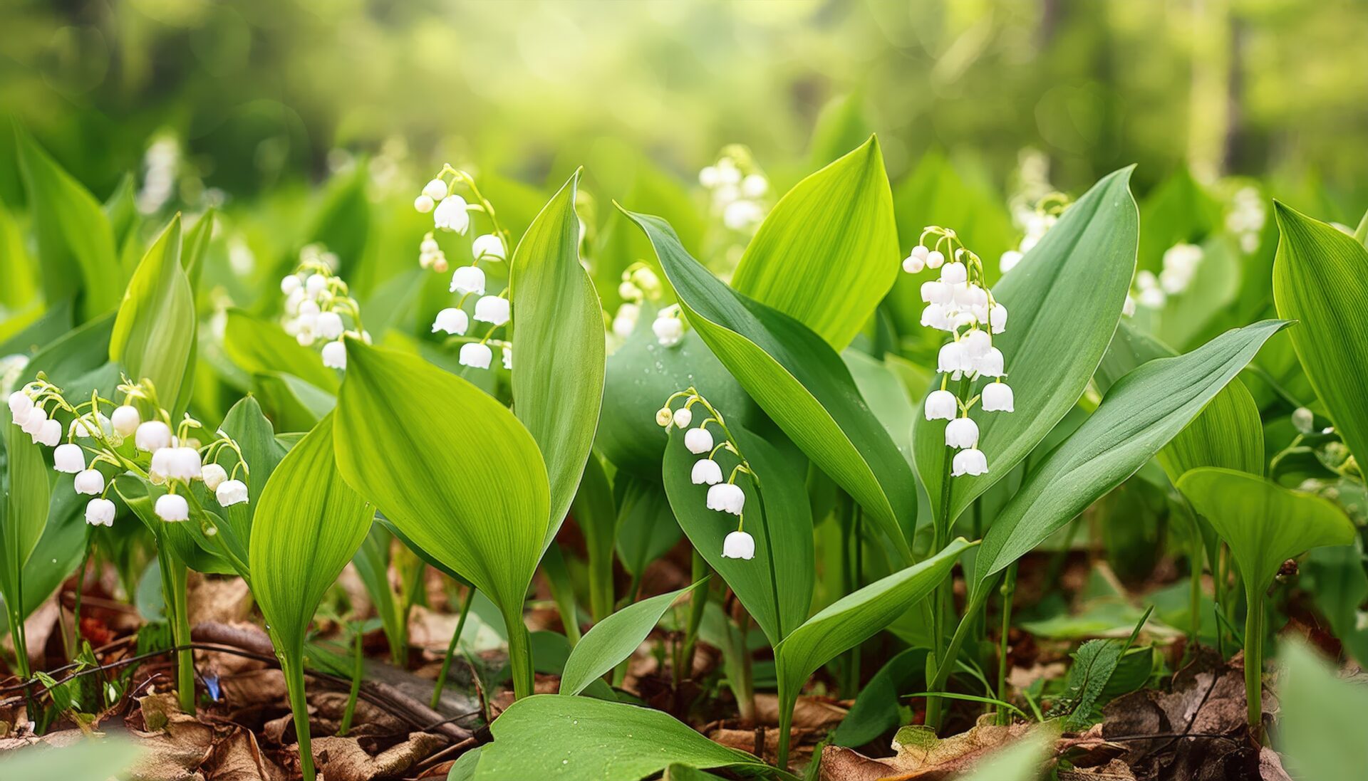 森林のスズラン群生