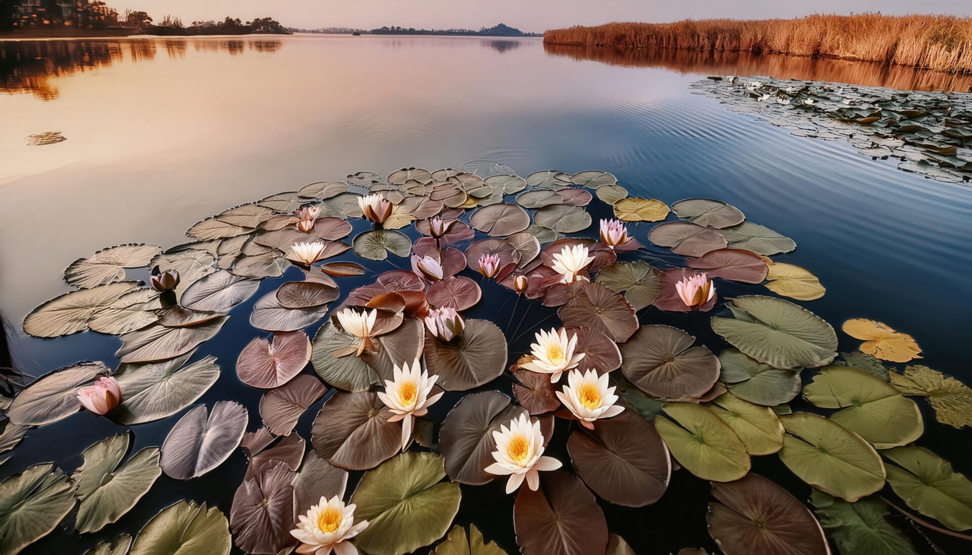 湖に浮かぶ睡蓮