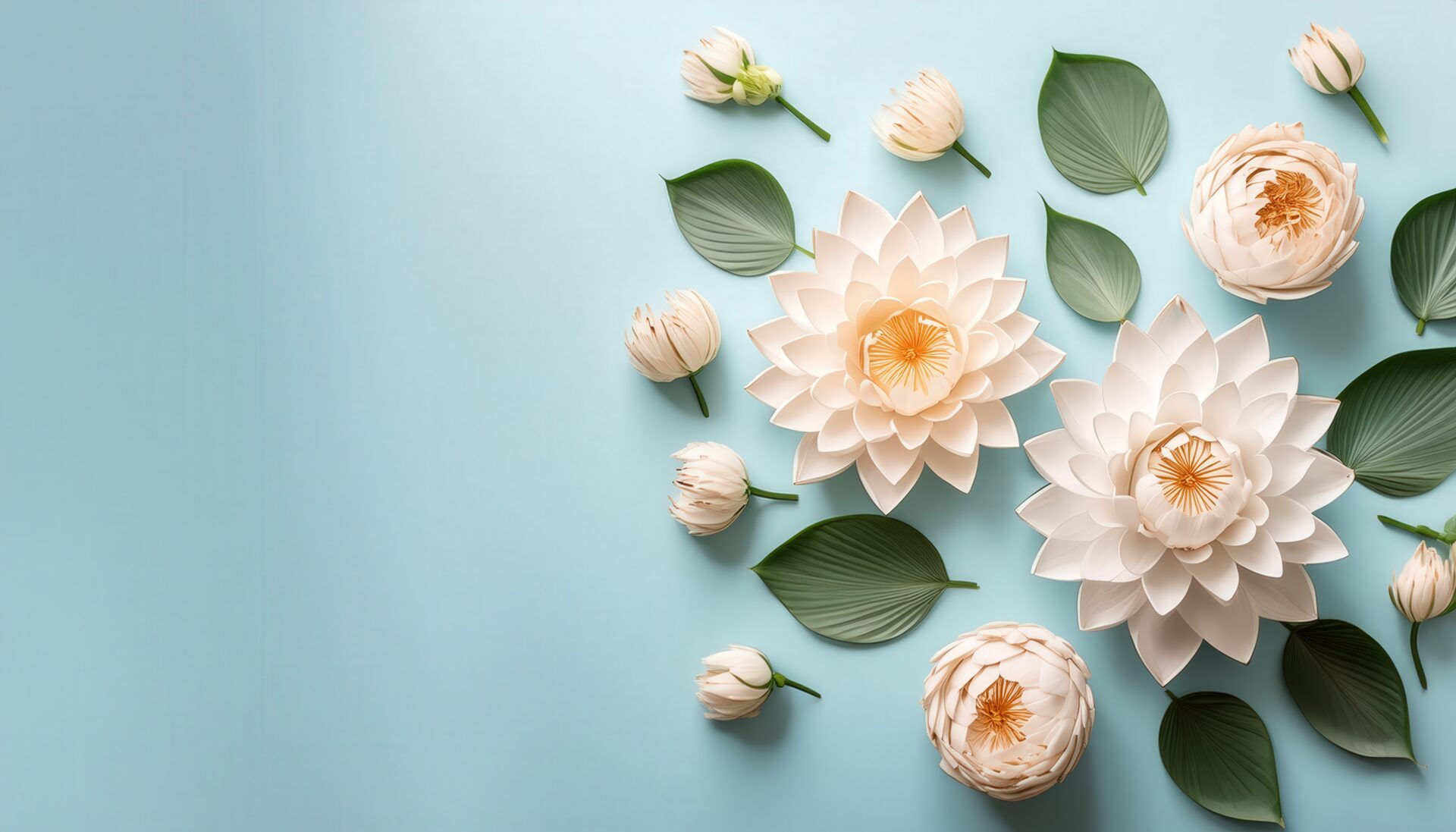 蓮の花と葉のアート風デザイン