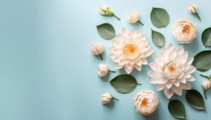 蓮の花と葉のアート風デザイン