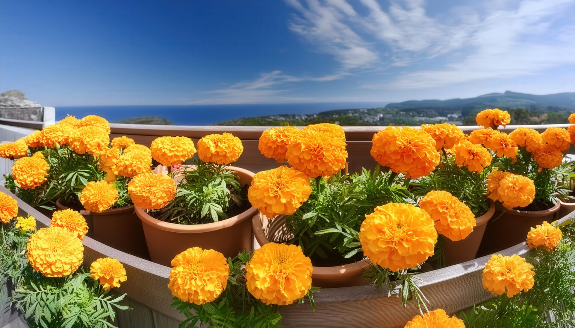 バルコニーのマリーゴールド