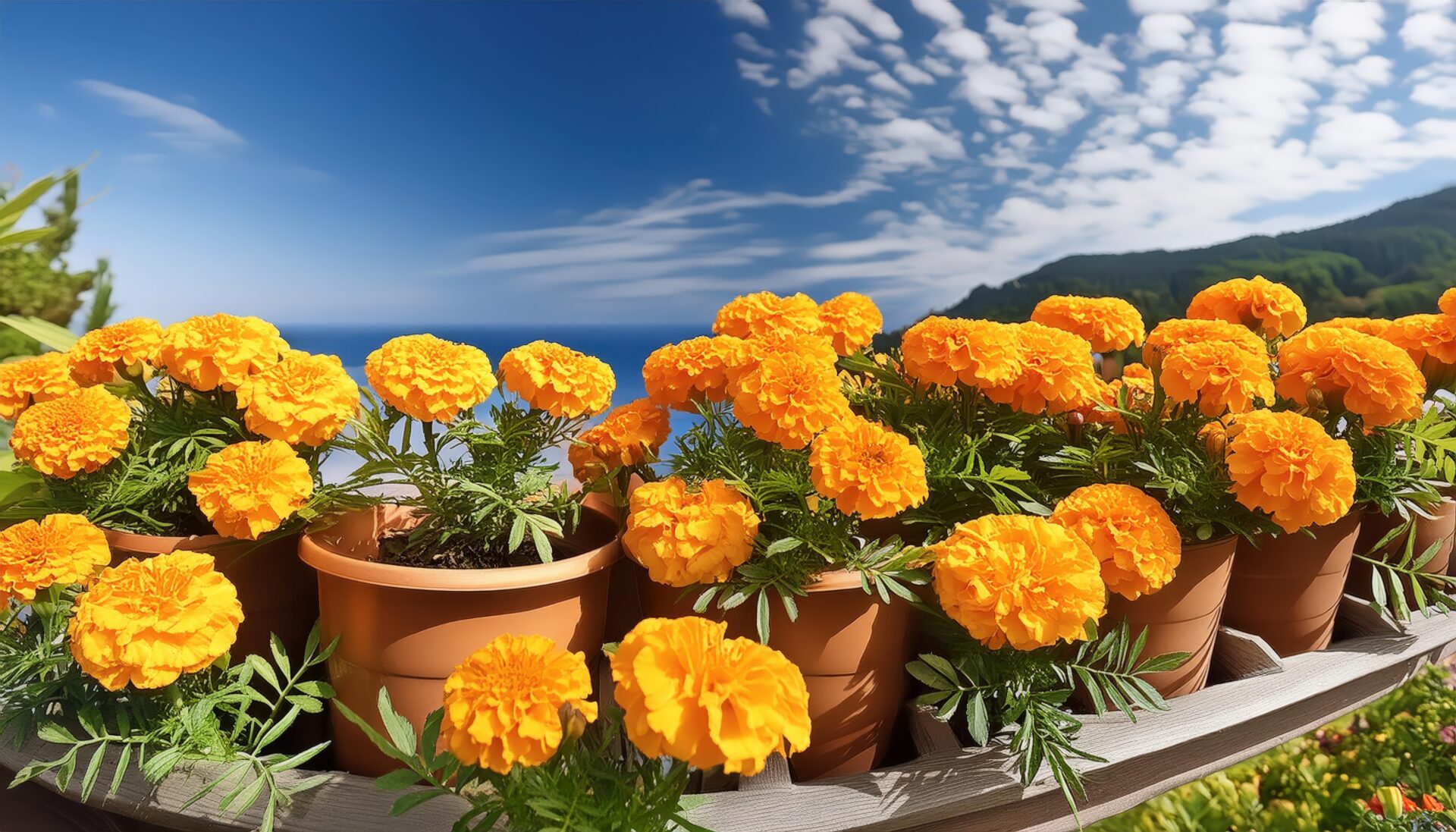 海を望むマリーゴールド