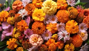 色とりどりの花アレンジメント