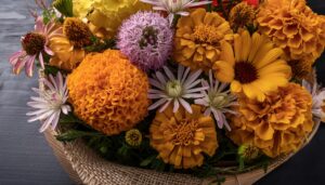 ナチュラルな花籠アレンジメント