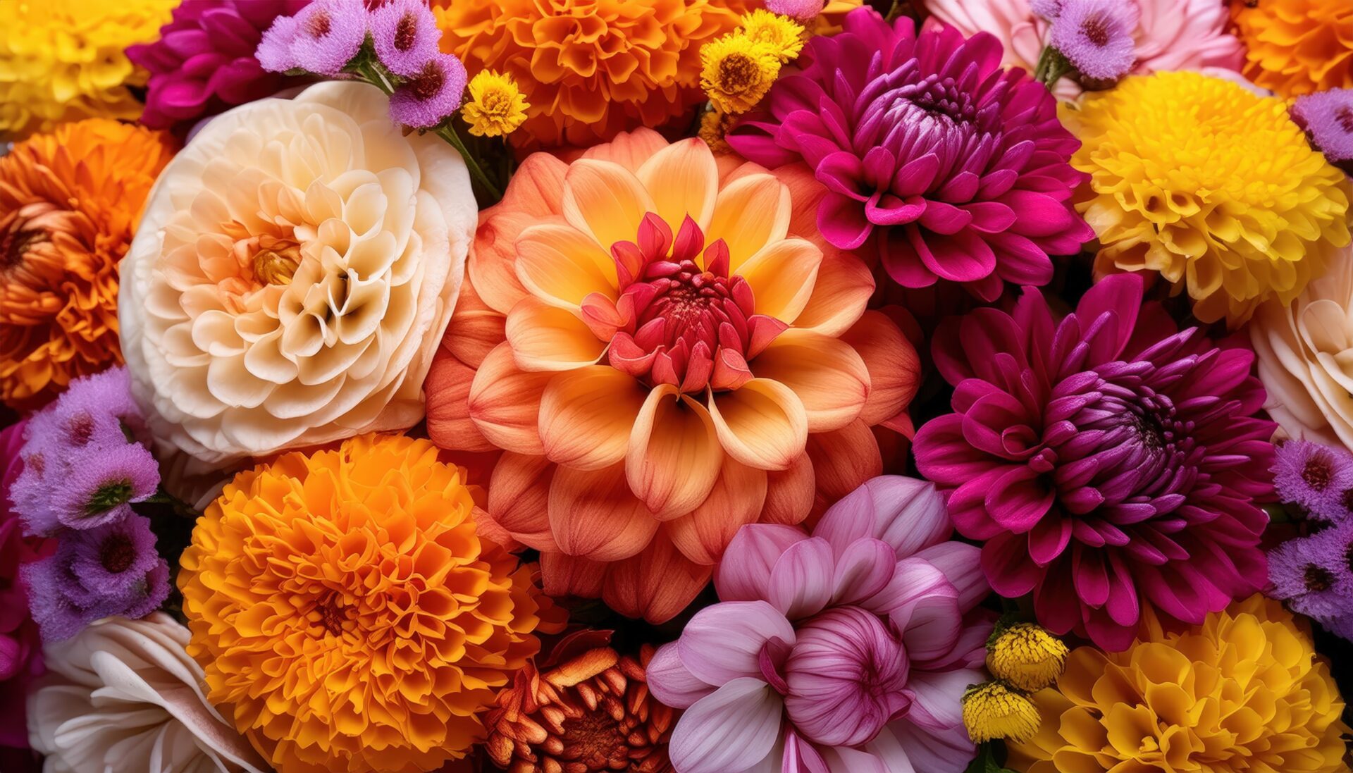 カラフルな花のブーケ