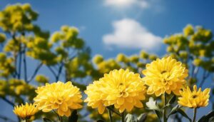 菊のアップと青空