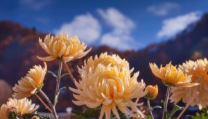 秋空に映える菊の花