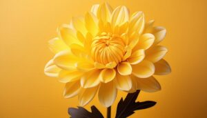 菊の一輪と黄色背景