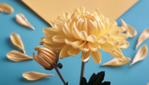 青背景に菊の花