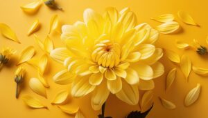 菊と散った花びら