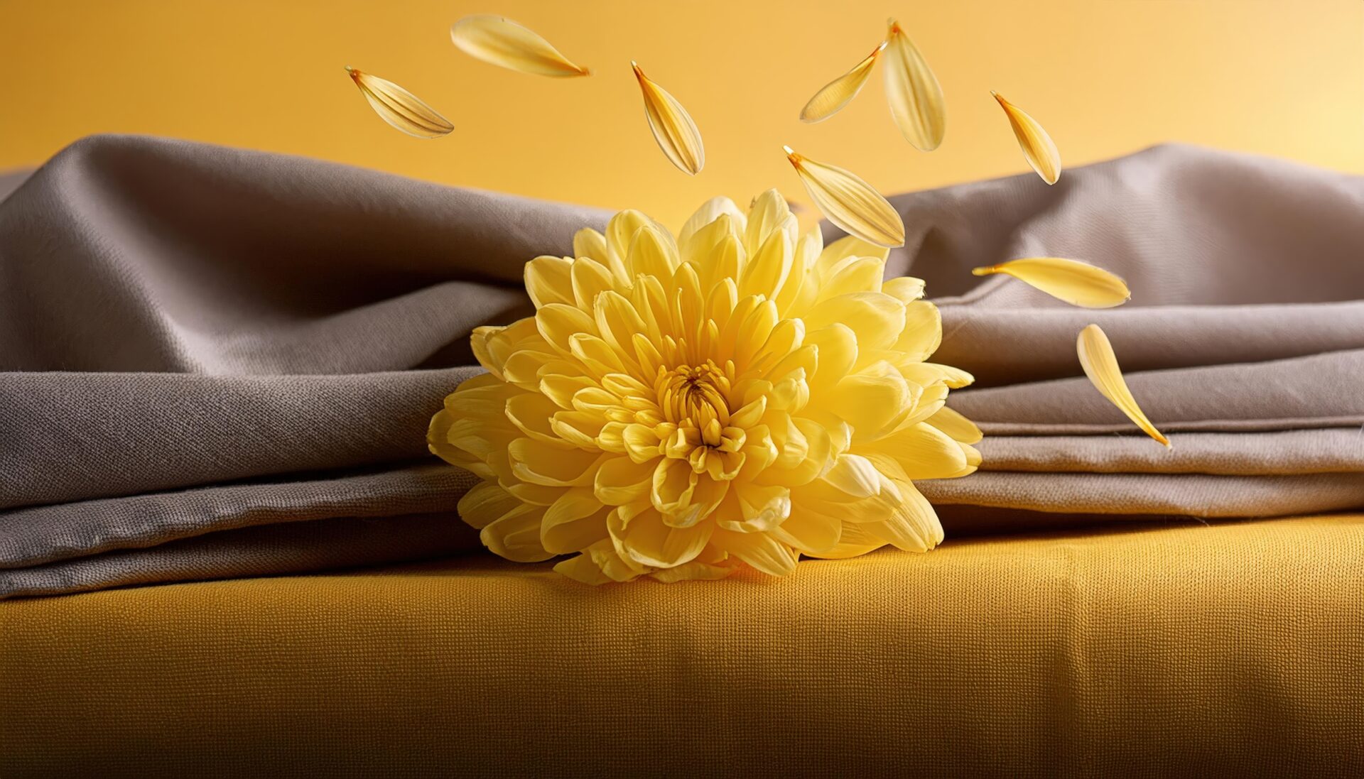 菊と布と花びら