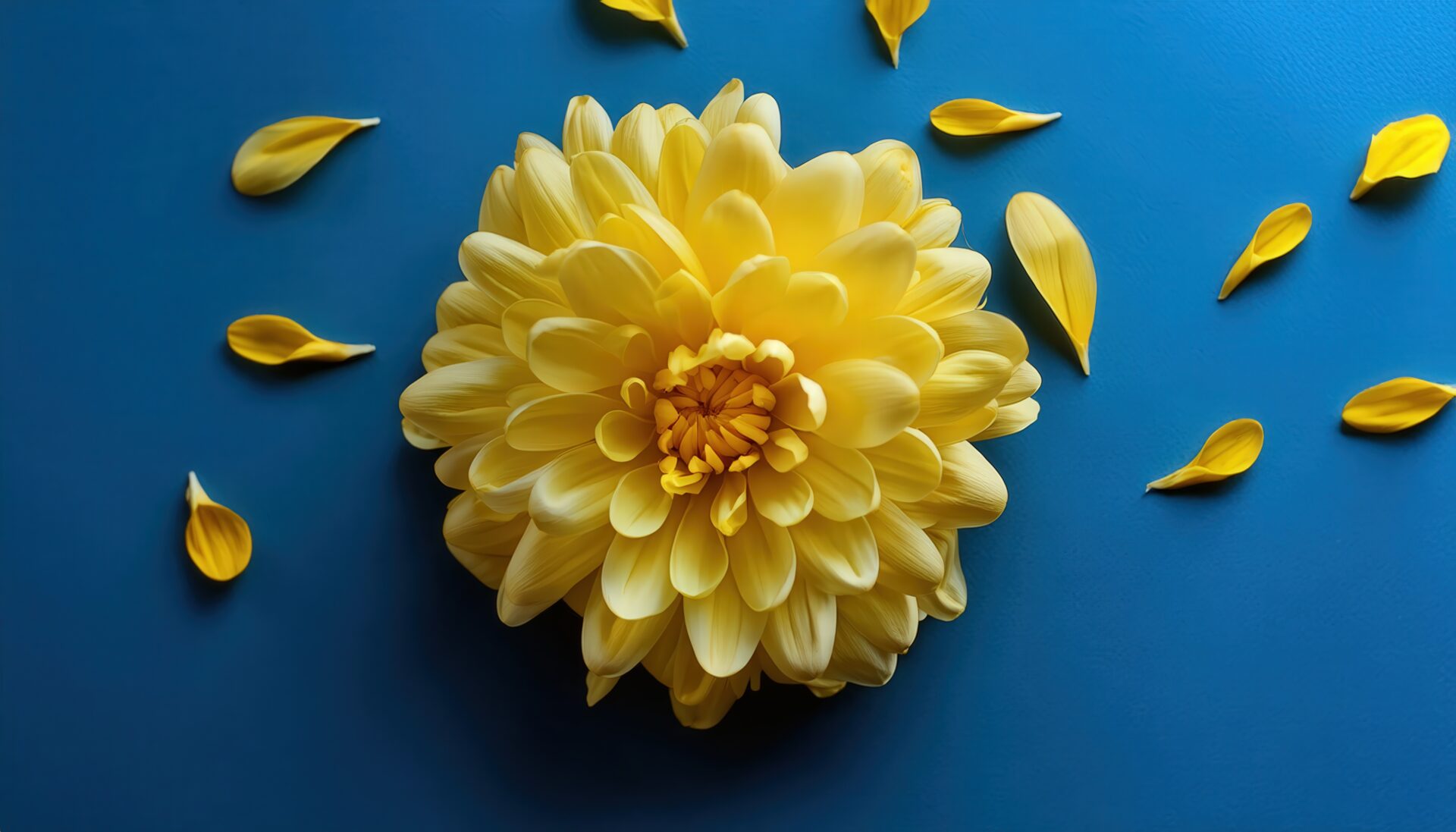 青背景と菊の花