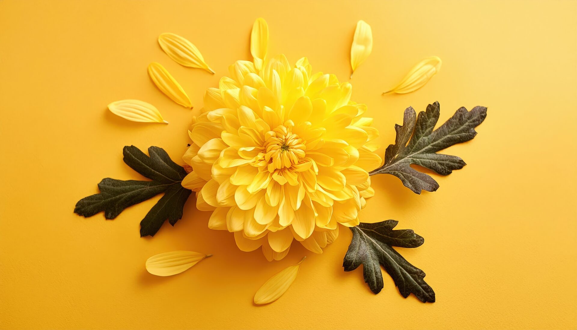 菊の花と葉の構成