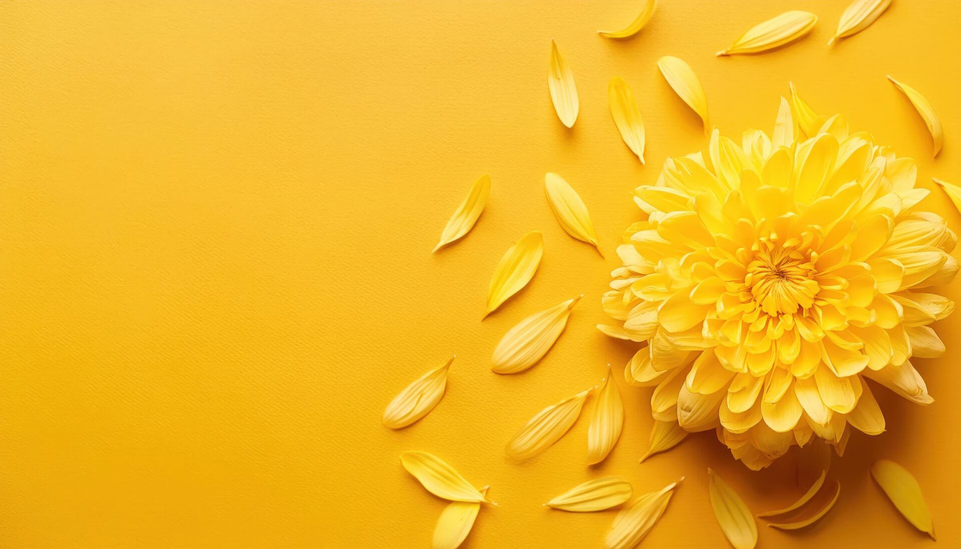 菊の花と散らばる花びら