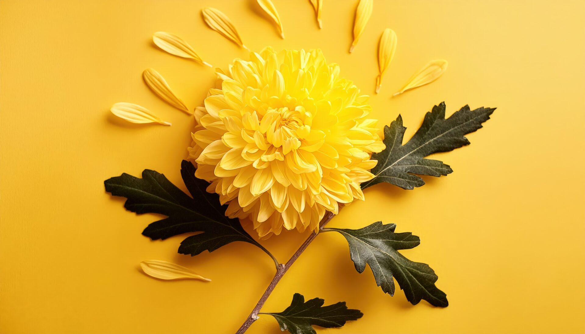 菊と葉のナチュラルアレンジ