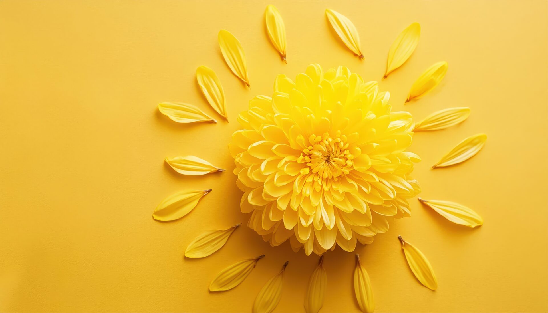 菊と花びらの放射状デザイン