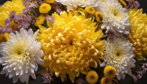 菊とミニ花のカラフルアレンジ