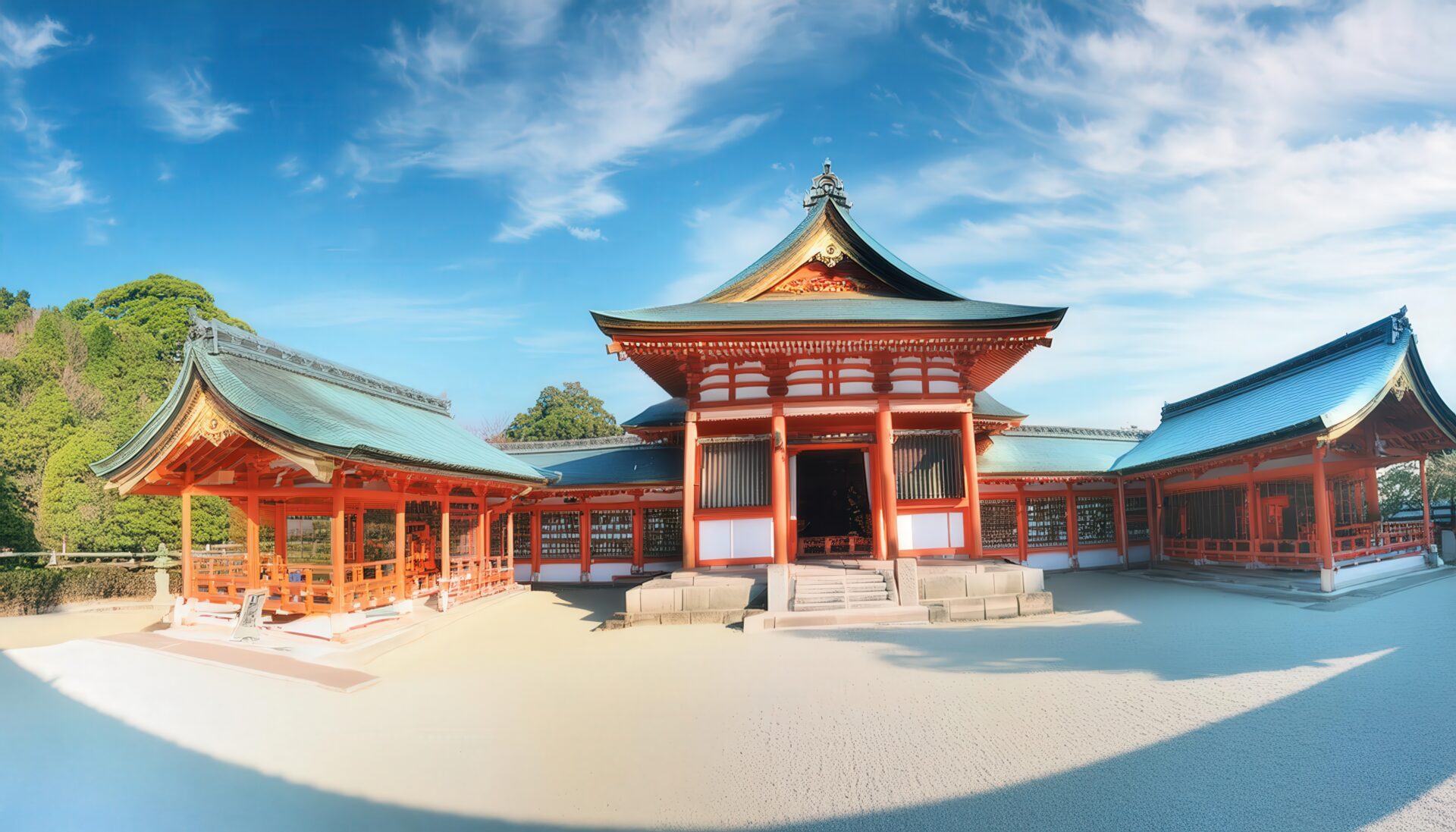 日本の神社の広い境内