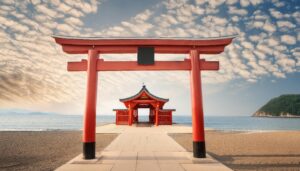 海辺の鳥居と社殿