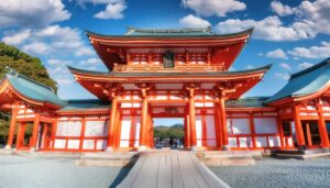 青空の下の神社