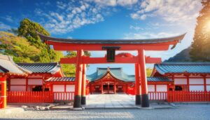 鳥居越しの神社