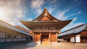 夕暮れ時の荘厳な寺院建築