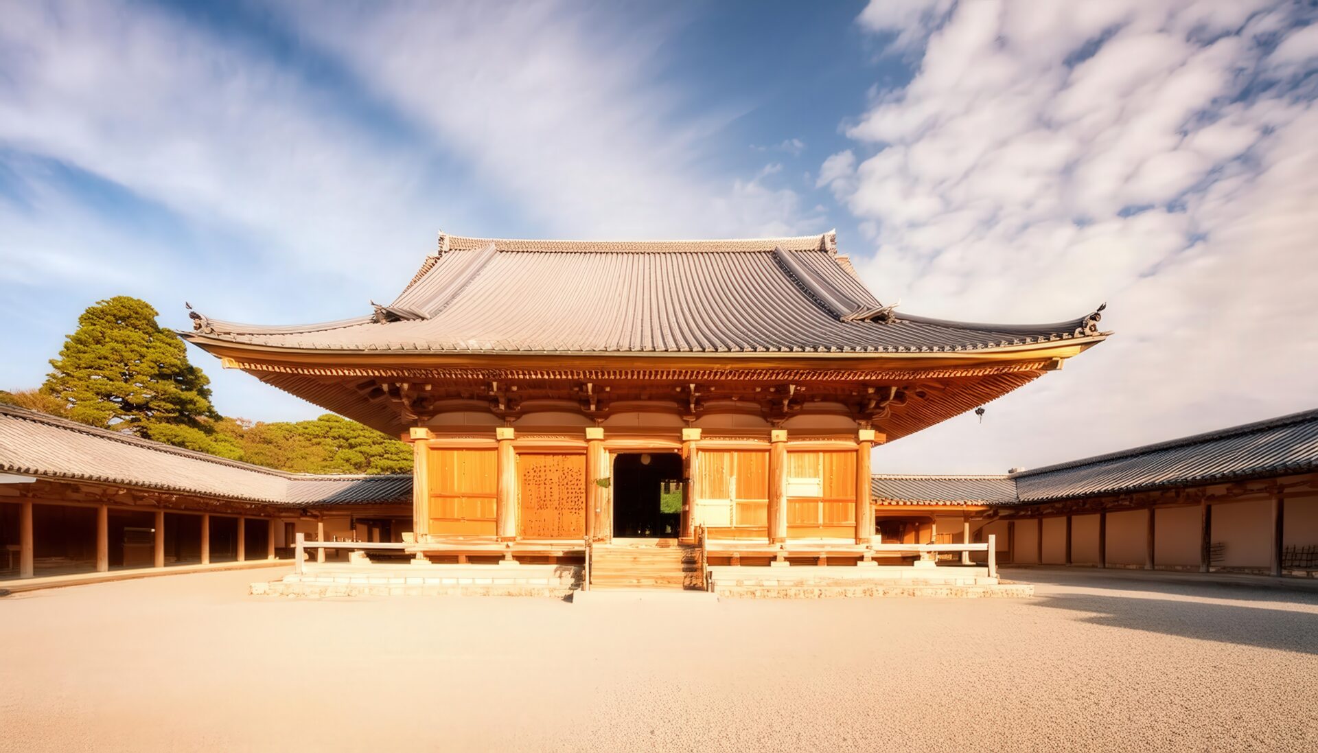 晴れた日の古い仏教寺院