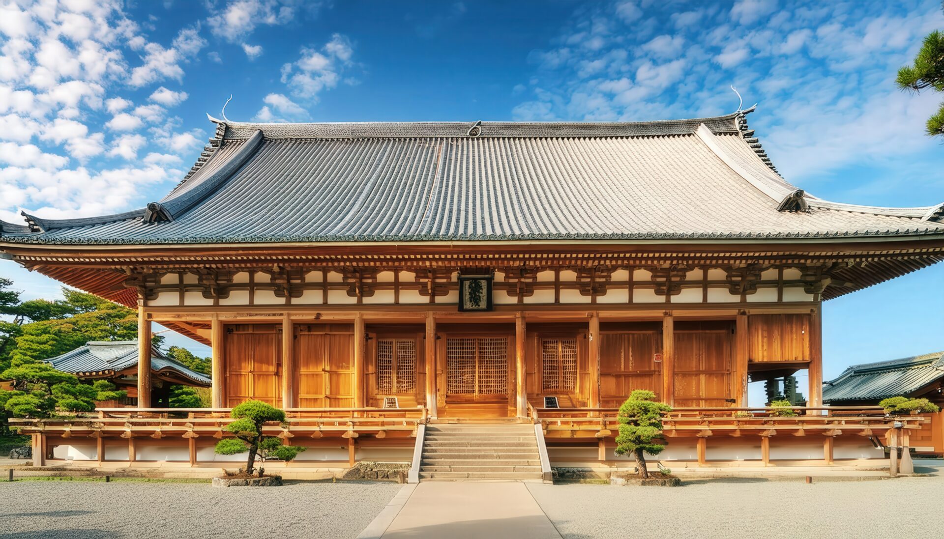 荘厳な寺院、木造建築の美
