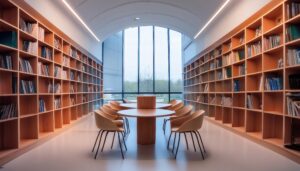 近未来的デザインの図書館