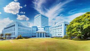 モダンな大学キャンパスの正面