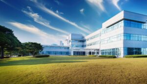 広大な敷地に建つ現代的大学