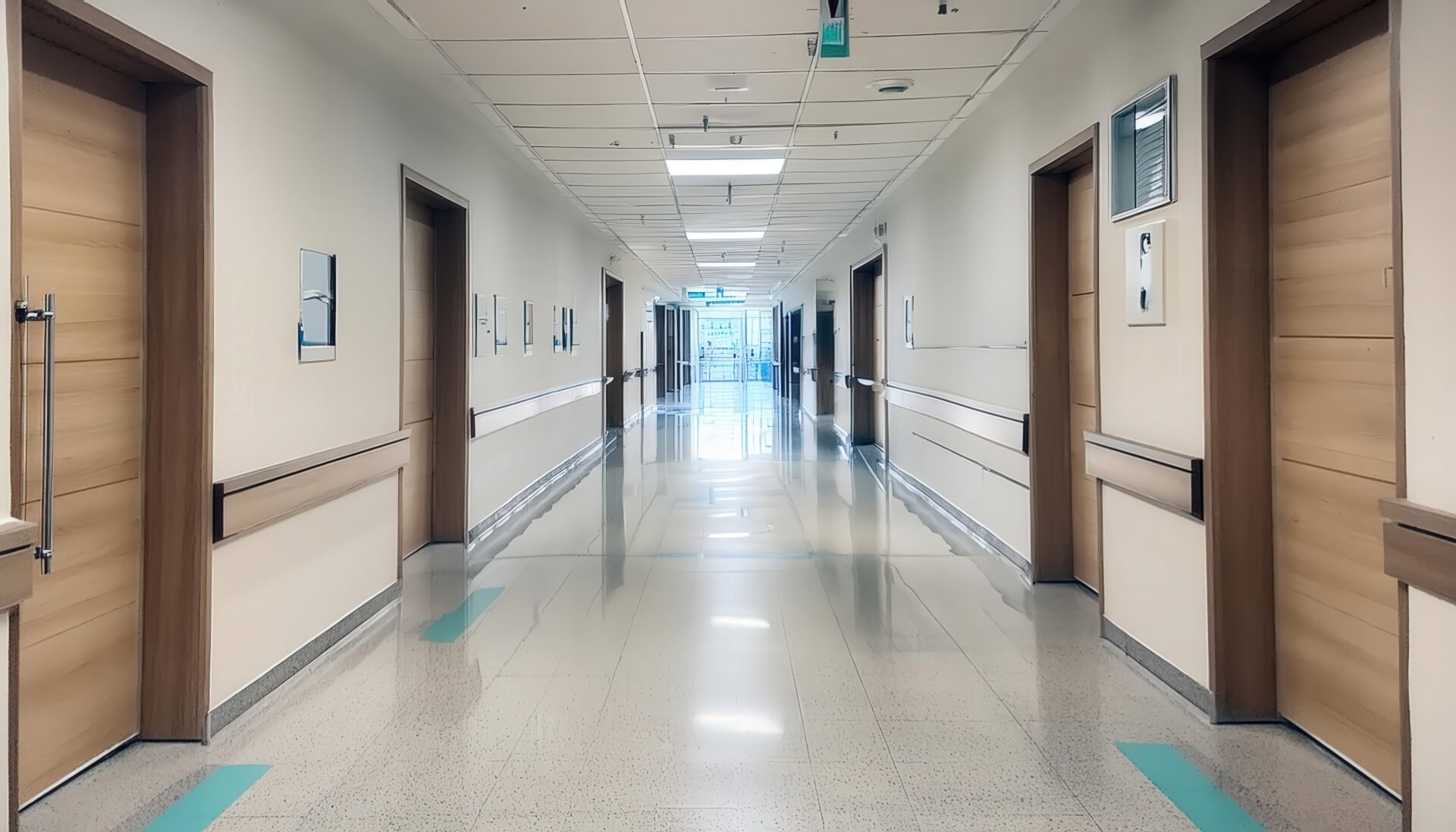 明るい病院の廊下空間