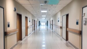 清潔な病院内の通路