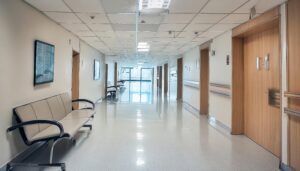 病院の廊下とベンチシート