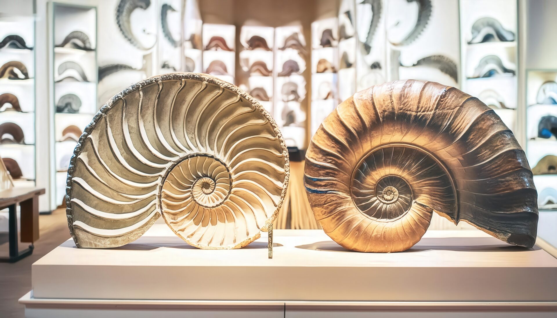 アンモナイト化石の展示