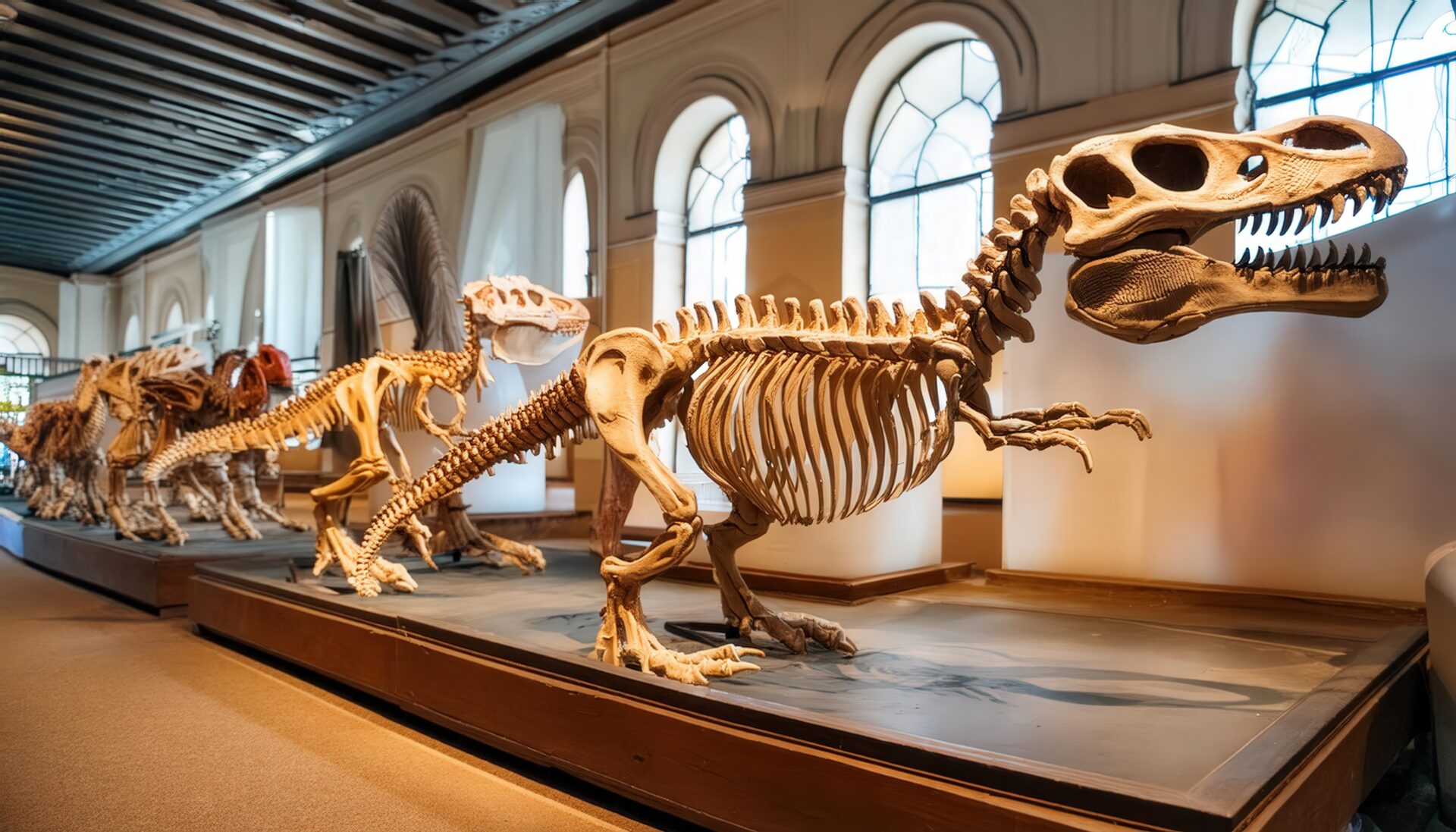 恐竜の骨格展示