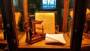 歴史的な筆記装置と手稿