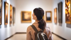 美術館で絵画を鑑賞する人