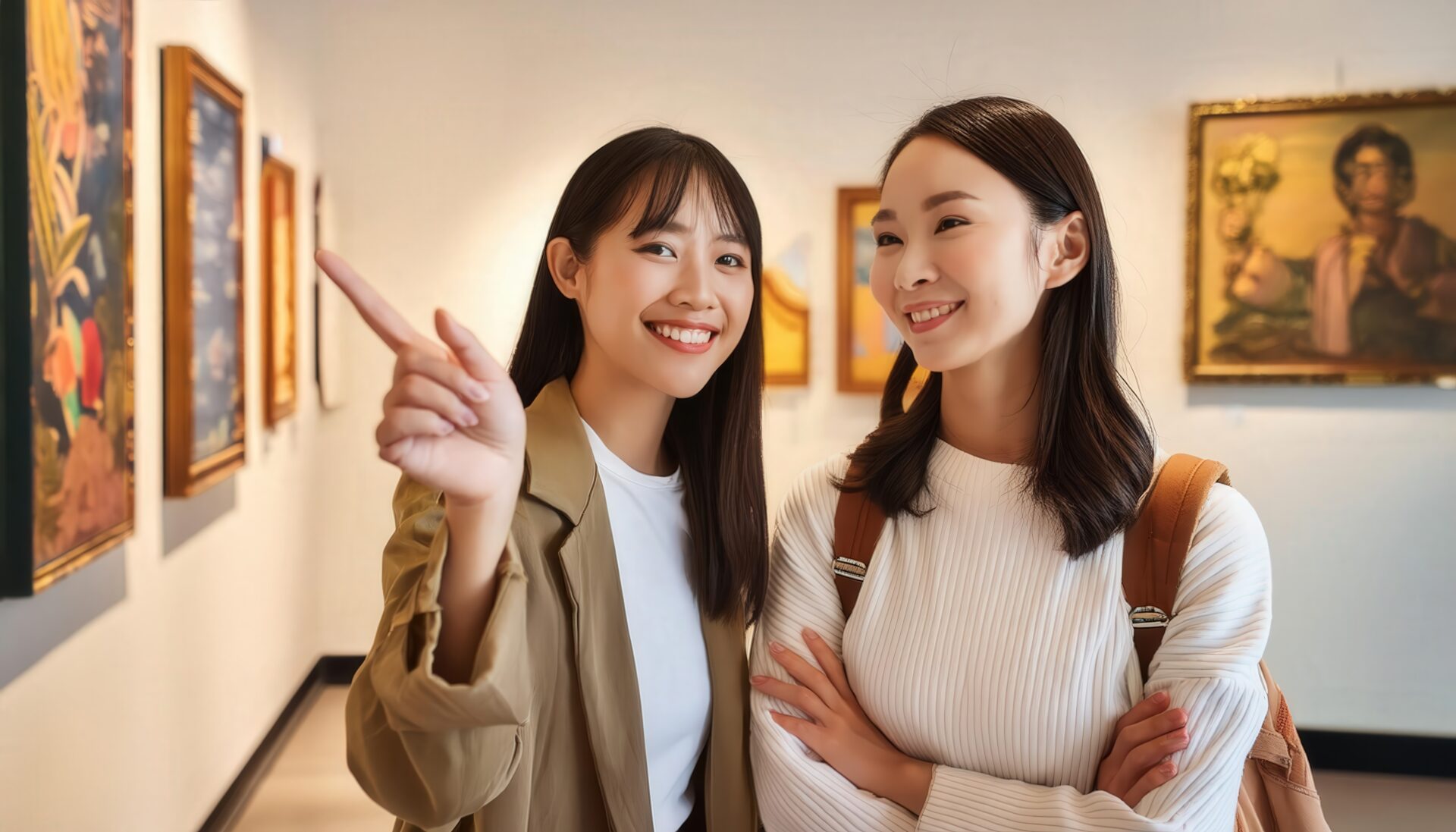 美術館で作品を楽しむ友人たち