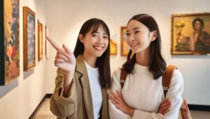 美術館で作品を楽しむ友人たち