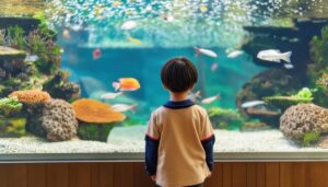 水族館を楽しむ少年